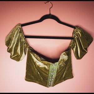 NWOT green velvet crop top